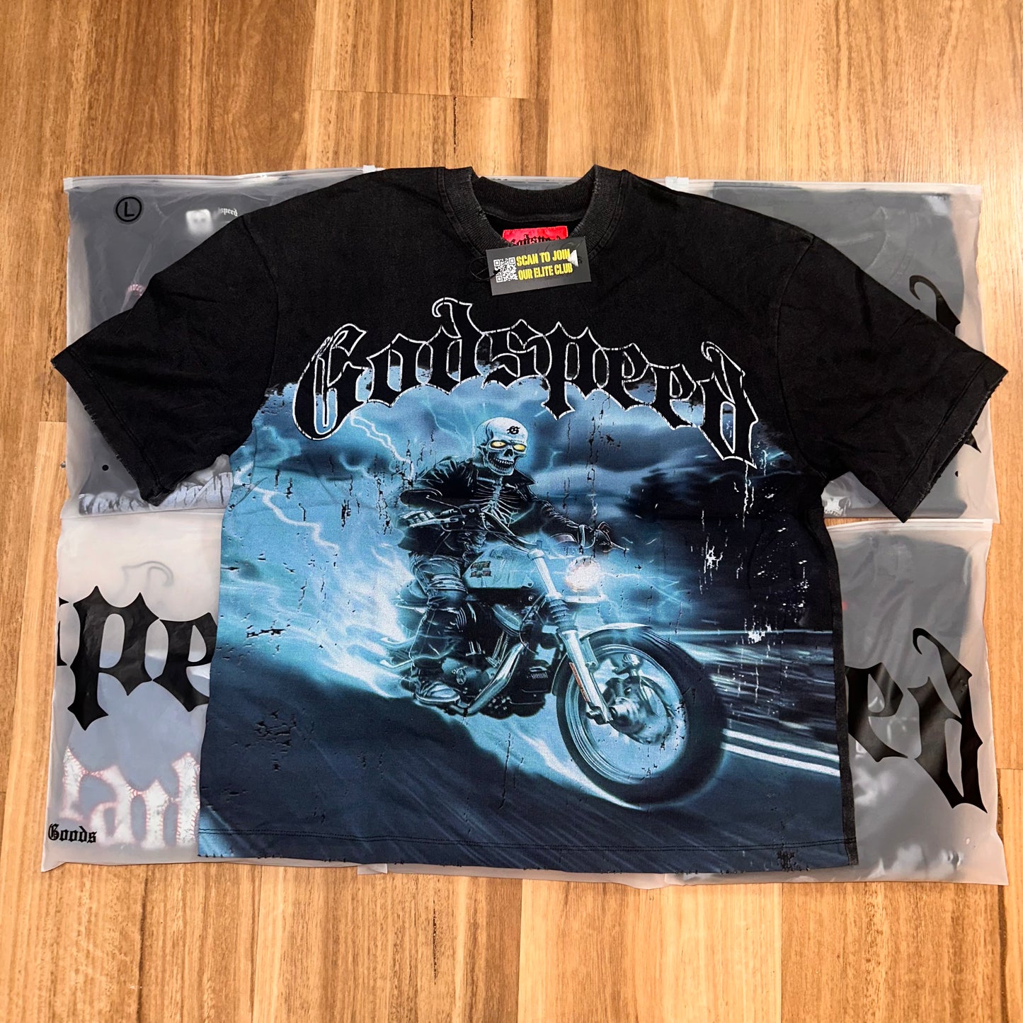 God Speed Men's Black Flame Crew Neck T-shirt